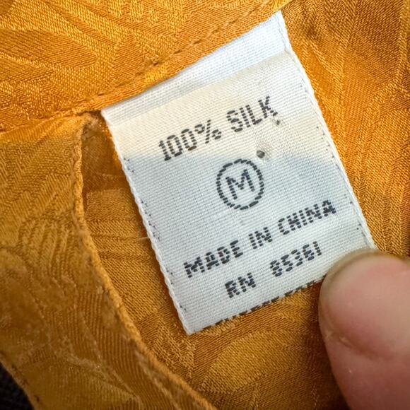 Vintage STUNT Collections 100% Silk Jacquard Blouse | Burnt Orange Gold Size M - Picture 2 of 9